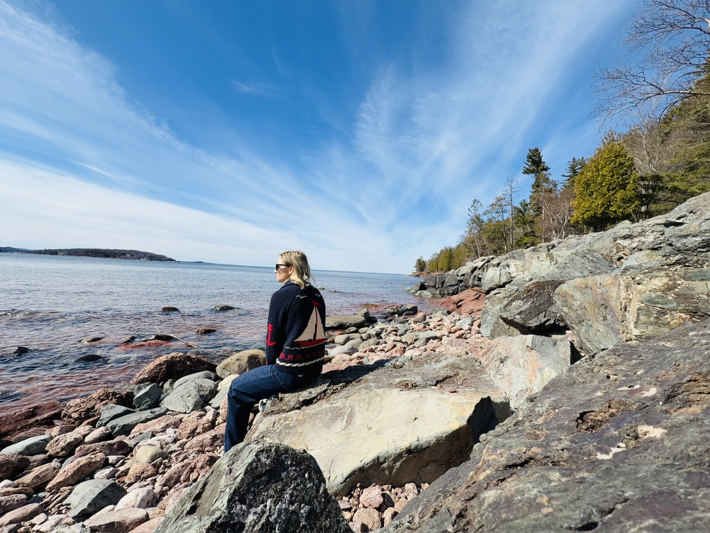 Leah on the Lake Superior shoreline, Michigan's Upper Peninsula